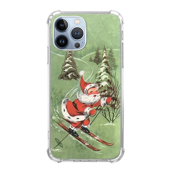 Skiing Santa Claus Case for iPhone 11 Pro Max,Aesthetic Art Design TPU Shock-proof Cover Case