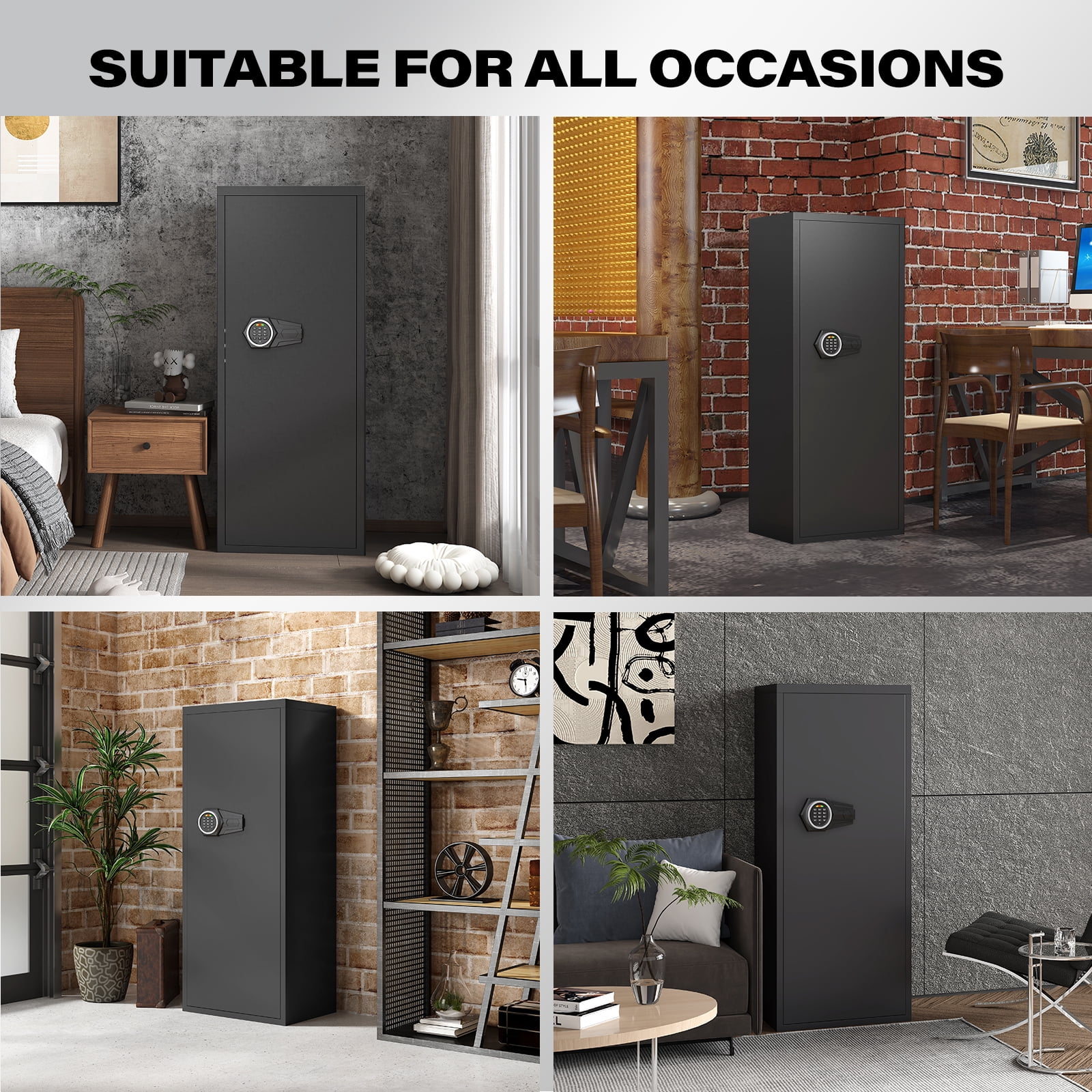 10-12 Unassembled Large Gun Safe for Pistols, Gun Safe with Removable Shelf and 3 Magnetic Gun Slots, Gun Cabinet with Magnetic Induction Light and Storage Bag