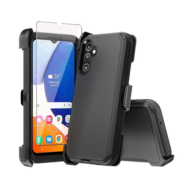 Xhy Samsung Galaxy A15 5G Case with Belt Clip Holster and Screen Protector Military Grade Heavy Duty Protection 3 in 1 Shockproof Armor Rugged Durable for Galaxy A15 5G Phone - Black