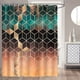 thumbnail image 1 of Cortina de ducha de poliéster con diseño geométrico de mármol verde, 180 x 180 cm, antimoho, impermeable y lavable, con anillas y ganchos para bañera., 1 of 5