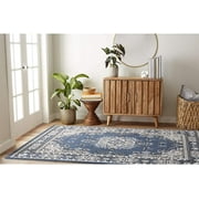 Rugs Blue Oriental 3x5 Area Rug Traditional Persian Bordered Carpet Rugs - Actual Size 37 x 52