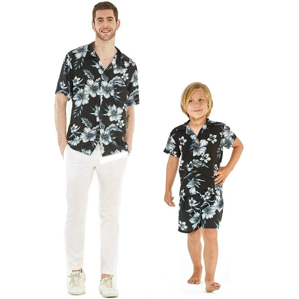 Matching Father Son Hawaiian Luau Outfit Men Shirt Boy Shirt Shorts Various  Patterns 