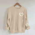 thumbnail image 5 of Valentine's Day Clothes Womens Love Heart Printed Crewneck Sweatshirts Loose Casual Long Sleeve Pullover Tops (L, Khaki #C), 5 of 7