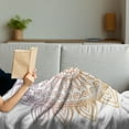 thumbnail image 3 of Mandala Soft Flannel Fleece Throw Blanket, Ornamental Sun Shape Floral with an Ombre Effect Illustration, Cozy Plush for Indoor and Outdoor Use, 70" x 90", Pale Orange Amber, by Ambesonne, 3 of 5