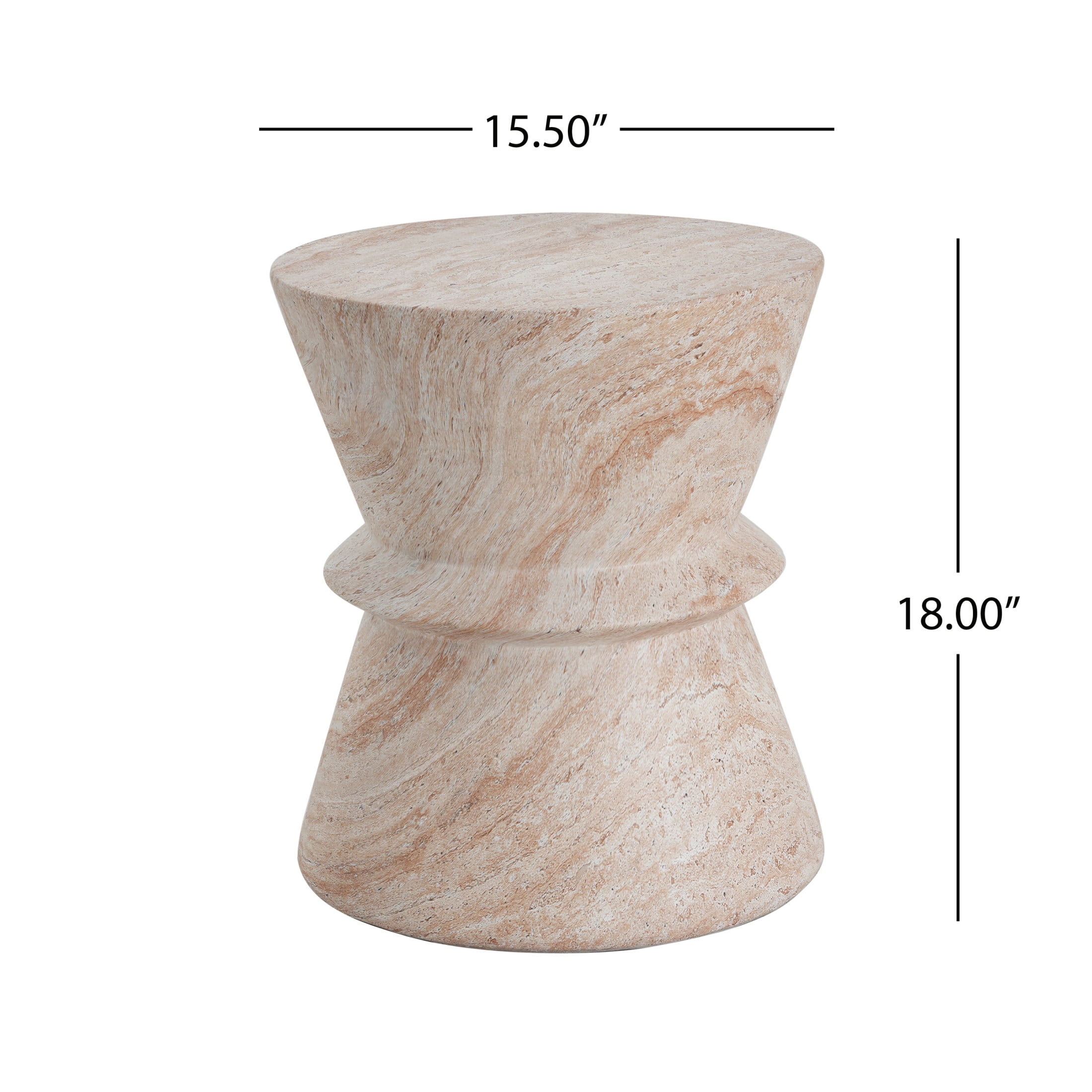 Christopher Knight Home Elegant 15.5" Outdoor Lightweight Concrete Hourglass Side Table, Travertine Finish
