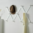 thumbnail image 2 of Large Hat Rack for Wall, Wooden Accordion Wall Hanger, Modern, Expandable Coat Hooks, Hat Display Rack for Home, Office, and Studio, 11 Peg, White, 2 of 9