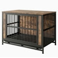 thumbnail image 4 of DUOSONG Dog Crate Furniture, Wooden Dog Crate Table, 38.9" Dog Kennel With 2 Sliding Doors And Thick Iron Door Frame, Decorative Pet Crate House For Large/Medium/Small Dog Indoor Use(Rustic Brown), 4 of 10