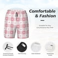 thumbnail image 3 of Honeii Plaid Heart Print Men's Swim Shorts,Mens Swim Trunks,Breathable Mesh Beach Shorts for Swimming,Surfing, and Beach Activities-X-Large, 3 of 6