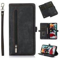 Flip Case Cover for Google Pixel 9a Case, Multi-Card Zipper Wallet Phone Case Leather Folio Flip Wallet Magnetic Wallet Case Phone Cover Case for Google Pixel 9a Back Cover, Black