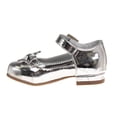 thumbnail image 5 of Mary Jane Dress Shoe Pumps for Girls, Low Heel Hook Loop Buckle, Silver (Size 11 Little Kid), 5 of 7