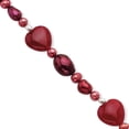 thumbnail image 2 of 925 Sterling Silver Red Jade Heart S Fw Cultured Pearl Bracelet Natural Stone Shell Wood, 2 of 6