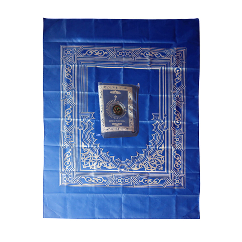 Portable Pocket Mini Travel Muslim Prayer Rug Mat Blanket With Compass In Pouch 