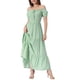 thumbnail image 1 of INSPIRE CHIC Vestido Midi con Mangas Abullonadas y Volantes para Mujer, Talla XL, Verde Claro, 1 of 6