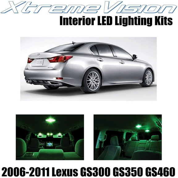 XtremeVision Interior LED for Lexus GS300 GS3500 GS460 2006-2011 3 pcs Green Interior LED Kit Installation Tool