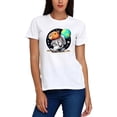 thumbnail image 2 of Playera Blanca Camiseta Unisex Estampada Capibara Astronauta, 2 of 5