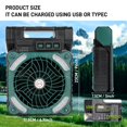 thumbnail image 5 of Solar Camping Fan with Light,7800AH Rechargeable Solar Powered Portable Fan,4 Speeds Rechargeable Battery Powered Fan for Outside with Picnic, Fishing, Travel, Worksite, 5 of 6