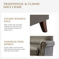 thumbnail image 4 of Vegan Leather Armchair Living Room Home Office Lounge Single Sofa Nailhead Rolled Arms Accent Chair Adult Grey, 4 of 7