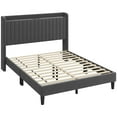 thumbnail image 5 of Yaheetech Queen Size Velvet Platform Bed with Charging Outlets and USB Ports, Dark Gray, 5 of 7