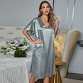 thumbnail image 6 of BONIXOOM Pajamas For Women Couples Christmas Pajamas Loungewear None Short Sleeve Sleep Dress Solid Gray L, 6 of 9