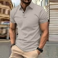 thumbnail image 2 of JIANJIA Polo Shirts For Men Summer Solid Color Lapel Short Sleeve Slim Fit Fashion Pullover Tops Activewear,Gray,XXXL, 2 of 7