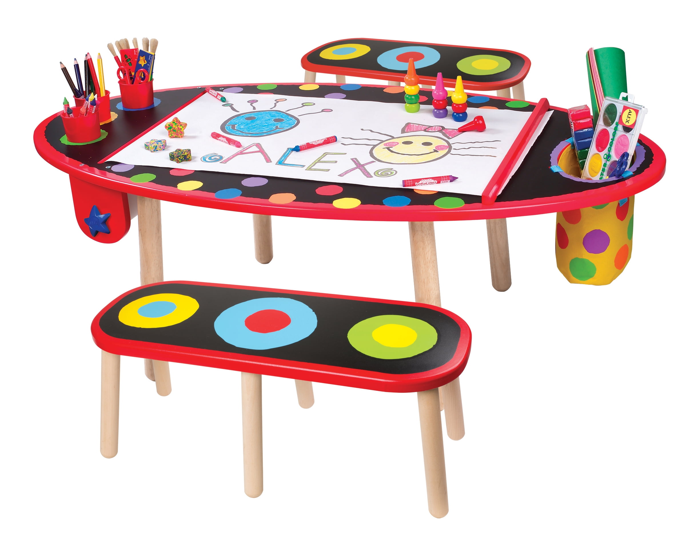 toddler art table with paper roll