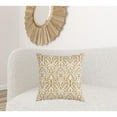 thumbnail image 6 of Gold White Distressed Damask Throw Pillow, 6 of 6