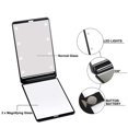 thumbnail image 6 of MELLCO Compact LED Makeup Mirror: Handheld 2-sided magnifying mirror with light and magnetic switch. Small, foldable travel mirror for handbag or purse. Perfect gift for girls (Black)., 6 of 9
