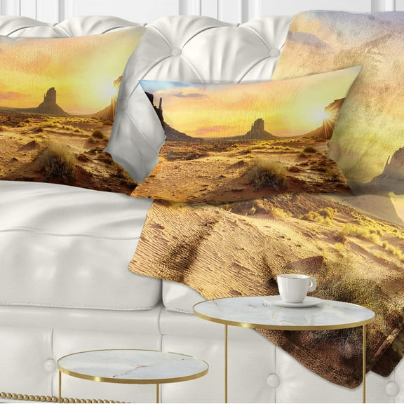 Designart Monument Valley Landscape - Photography Throw Pillow - 12x20