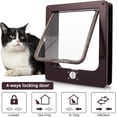 thumbnail image 3 of Puerta para Gatos Marrón con Magnética de 4 Direcciones para Madera, Vidrio, PVC, para Gatos y Perros Pequeños, Puerta para Gatos con Túnel L 23.5*5 *27CM, 3 of 5
