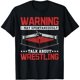 thumbnail image 1 of Playera de Mujer "Luchadora: Advertencia - Puedo Hablar de Lucha Libre Espontáneamente" Divertida, Estilo Misfits, Negra, 1 of 7