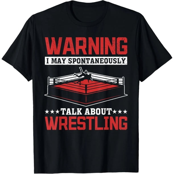 Playera de Mujer "Luchadora: Advertencia - Puedo Hablar de Lucha Libre Espontáneamente" Divertida, Estilo Misfits, Negra
