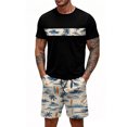 thumbnail image 3 of GrmtClth Men's Hawaii 2 Piece Outfits Tropical Crew Neck Tee and Shorts Set Casual Short Sleeve Outfit Comfy Elastic Drawstring Clothing Khaki 3XL, 3 of 4