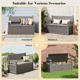 thumbnail image 2 of Nihsuao 80 Gallon Plastic Storage Bench Made of Durable Weatherproof Resin, Deck Box Lockable Storage Compartment for Outdoor Patios & Lawns, Gray(Wood-grain), 2 of 9