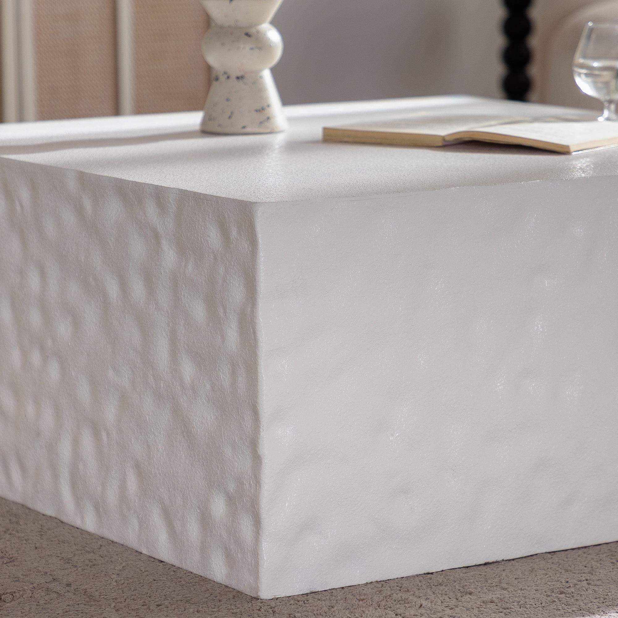 Leumius Square Coffee Table Modern Colour Combination Coffee Table Not Need Assembly Coffee Table for Living Room White