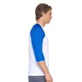 thumbnail image 2 of Expert Brand USA-Made Men's DriMax™ Athletic Baseball Shirt, White/Royal Blue, S, 2 of 6