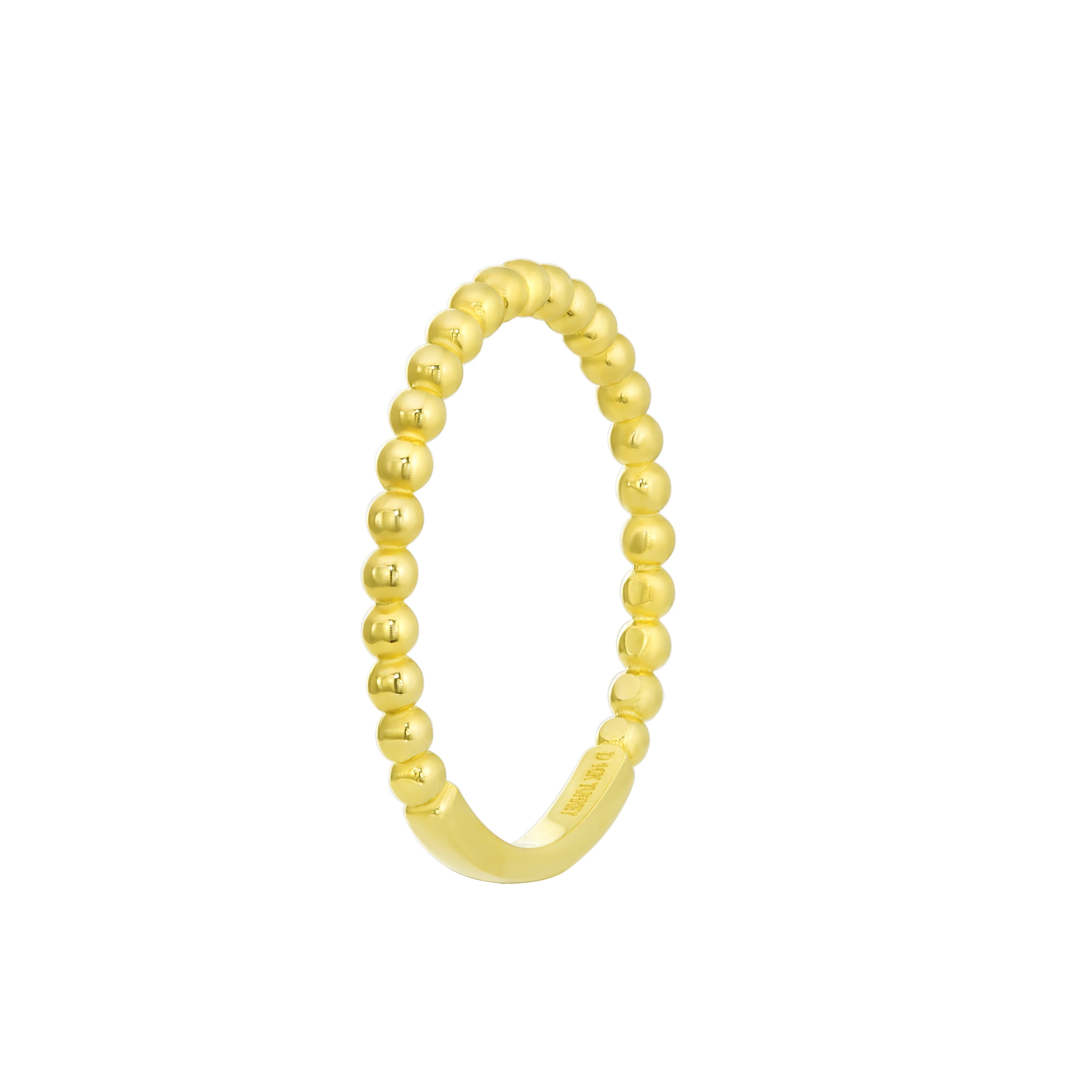 Brilliance Fine Jewelry Adult Ladies Stackable 10KT Yellow Gold Beaded Band Ring, Size 7