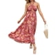 thumbnail image 5 of VISgogo Vestido de mujer con cuello halter, estampado de flores, sin mangas, sin espalda, dobladillo con volantes, vestido largo VISgogo moda, 5 of 7