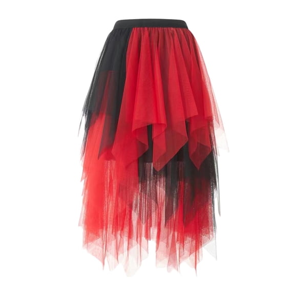 Mifsaly Asymmetrical Tulle Skirt for Women A-Line High Waisted Midi Flowy Skirts Colorful Party Wedding Dance Costume Fashion Outfits S