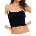 thumbnail image 3 of Blotona Womens Basic Crop Cami Tops Ribbed Sleeveless Spaghetti Strap Patchwork Camisole Backless Knit Tank Vest, 3 of 7