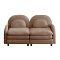 thumbnail image 6 of 68" Fluffy Teddy Loveseat Sofa, Small Loveseat with Curved Outline, Traditional Sofa with Double Layer Cushion for Household Lounge Areas, Camel, 6 of 9