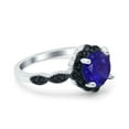 thumbnail image 2 of Flower Wedding Ring Black Simulated Blue Sapphire CZ 925 Sterling Silver Size 7, 2 of 5
