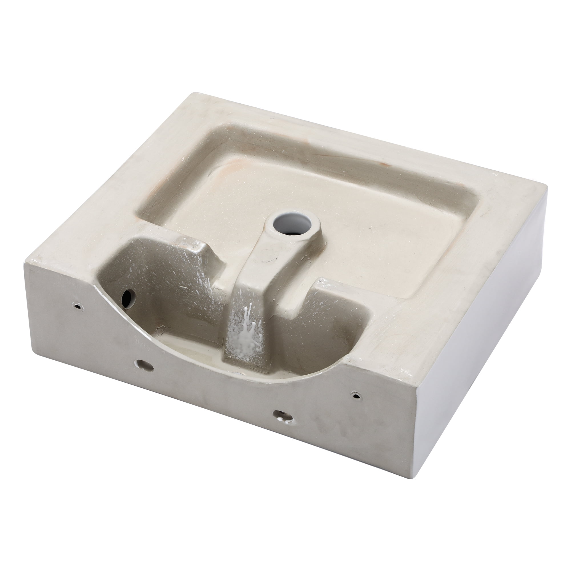 20.8"×16.3"×6" White Ceramic Rectangular Wall-mounted Bathroom Sink with Single Faucet Hole and Overflow Hole