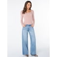 thumbnail image 2 of Celebrity Pink Women's Pointelle Henley Long Sleeve Top, Sizes XS-XXXL, 2 of 8