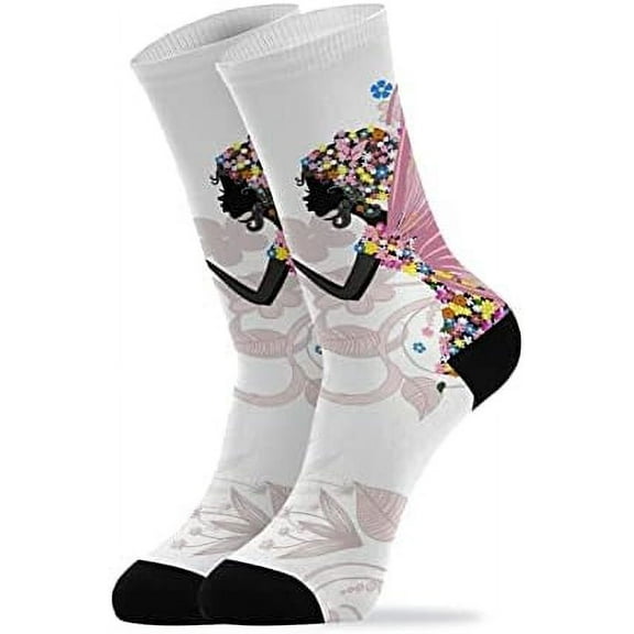 Coolnut Flower Fairy Socks Winter Warm Socks Fashion Print Socks Novelty Casual Socks for Men Women( 1 Pack)