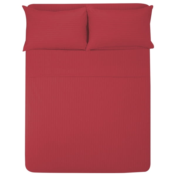 Sábana Individual 1800 Hilos, Microfibra Grabada Ultra Suave Mod. ROJO RUBI