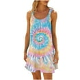 thumbnail image 1 of Mefallenssiah Femmes Robe Sans Manches Col Rond Femmes Sans Manches Dégradé Cravate Teint Robe de Plage, 1 of 4