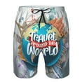 thumbnail image 4 of Disketp Men'S Swim Trunks Hawaiian Breathable Surf Beach Swimsuits Mesh Lining Beach Shorts With Pockets-Travel Around The World, 4 of 9