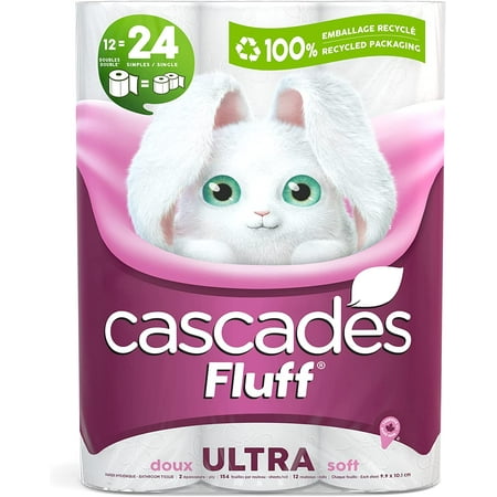 Cascades Fluff Ultra Toilet Paper, 2-ply, 154 Sheets per Roll - 12