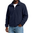 thumbnail image 4 of Polar Fleece Jacket for Men Full Zip Stand Collar Long Sleeve Lightweight Soft Warm Cozy Casual Fall Winter Outdoor Coat Warm Fleece Dark Blue 4XL, 4 of 6