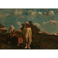 thumbnail image 3 of Winslow Homer 14x11 Black Modern Framed Museum Art Print Titled - Two Girls with Sunbonnets in a Field (1878), 3 of 5